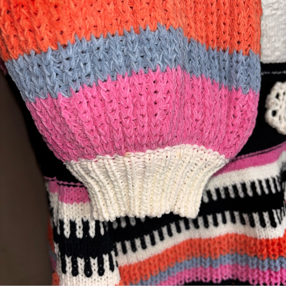 POL Half-Zip Patchwork Chenille Stand Up Collar S… - image 5